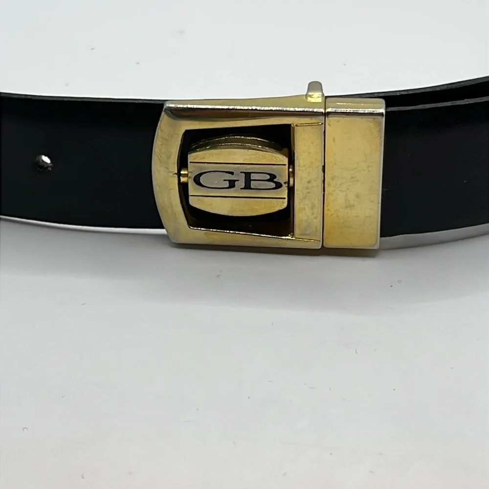 GB Italian Buckle US Leather Reversible Black Brown Belt Reversible Size 32 VTG